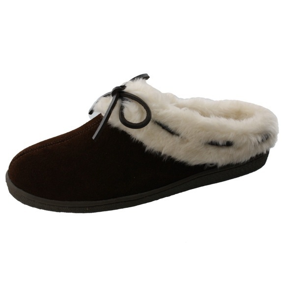 Clark’s Annabelle Faux Fur Lined Slippers in Brown Suede - Picture 1 of 7